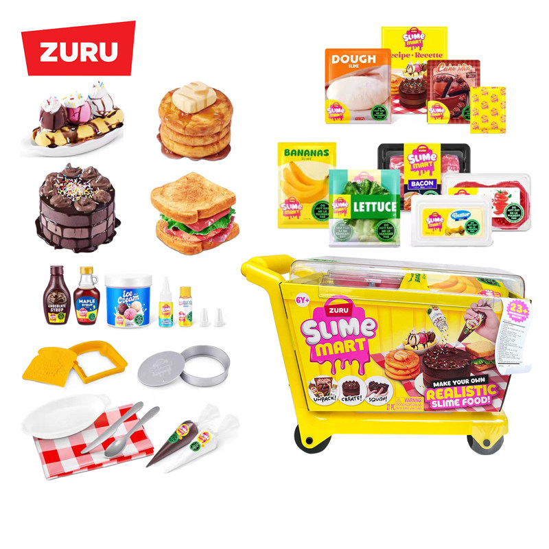 ZURU泥泥手作购物车史莱姆披萨汉堡DIY仿真食物泥套装过家家玩具