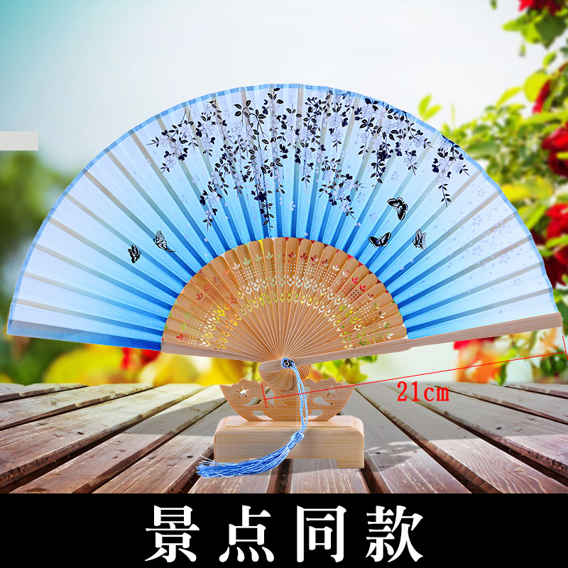 真丝小扇子中国风特色礼物送老外出国旅游纪念品实用绢布丝绸折扇