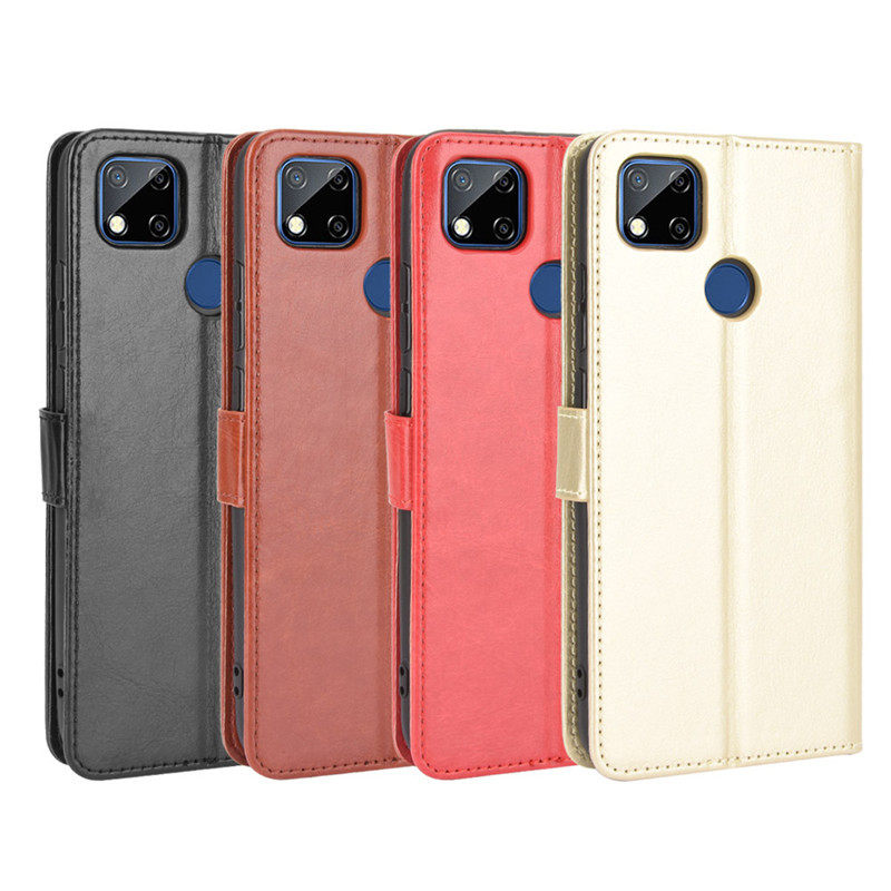 适用小米Poco C3手机壳Redmi 9C Nfc手机皮套翻盖疯马纹挂绳插卡