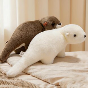 仿真水獭毛绒玩具雪貂公仔可爱白鼬玩偶动物园同款纪念品礼物
