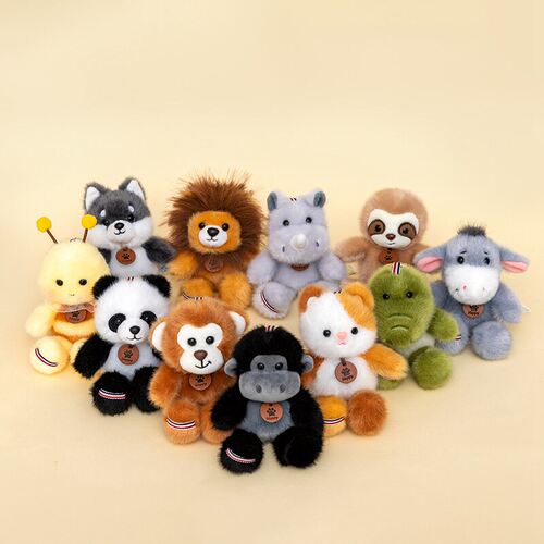治愈系毛绒挂件可爱狮子树懒猩猩大熊猫猴子蜜蜂驴鳄鱼三花猫包挂