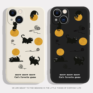 线球猫iPhone14手机壳14Pro苹果新款12简约设计感情侣款13Pro Max