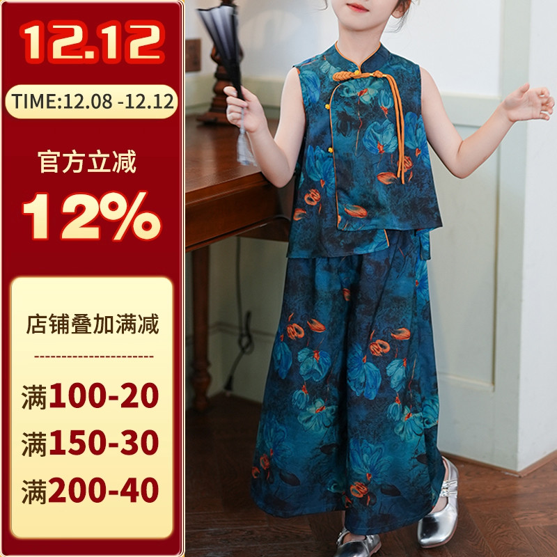 沪小鹿纸样女童上衣阔腿裤套装