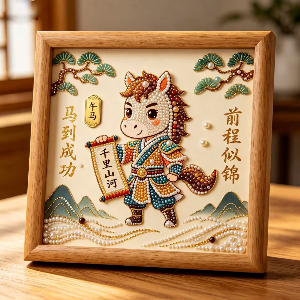 十二生肖钻石画带框手工DIY儿童卡通钻石绣马到成功小狗益智贴画