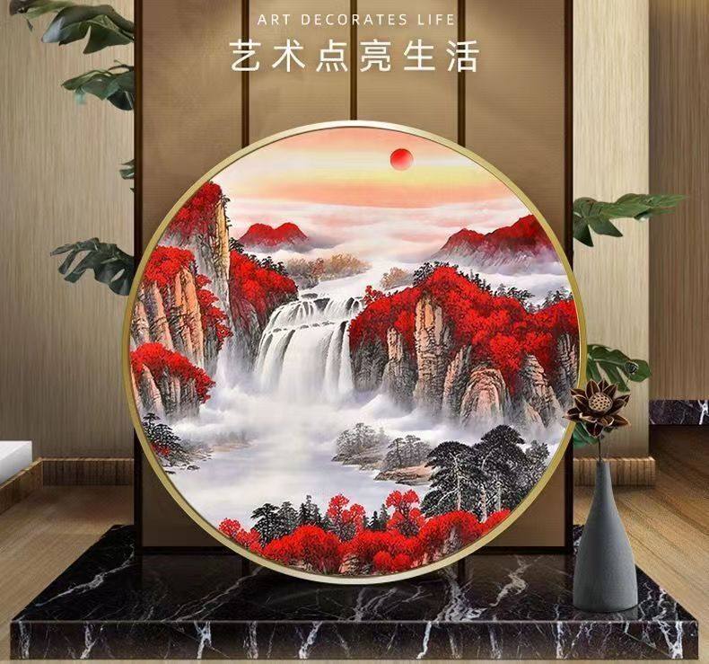 圆形钻石画满钻2025新款鸿运当头风景画客厅点钻十字绣粘钻石贴画,居家布艺,钻石绣,淘宝优惠券,粉丝福利购,淘宝优惠卷