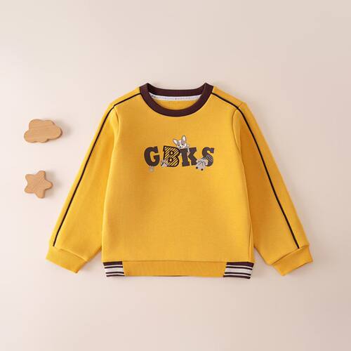 gb好孩子童装25秋冬新款正品海狸绒长袖上衣T恤卫衣145241UB1104