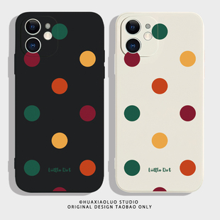 七彩虹~法式复古波点iPhone12苹果14promax华为nova11/p40红米K60适用iqooneo5简约oppoR15小米13u情侣手机壳