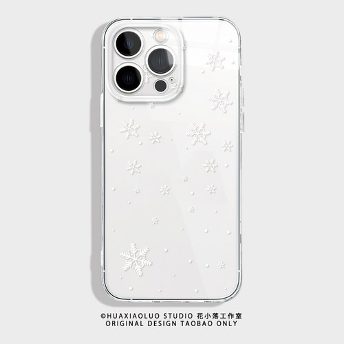 漫天雪花~透明iPhone16promax苹果14小米15pro华为pura70新款mate70女生nova13适用oppo荣耀90vivoX200手机壳