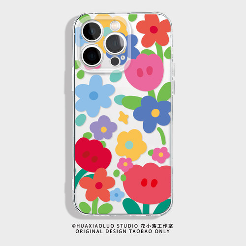 姹紫嫣红~透明iPhone17系列苹果16promax小米15华为pura70/mate60适用vivoS50荣耀500女生opporeno14手机壳13