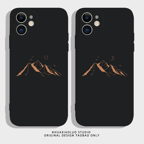 日月河山~文艺简约高级感iPhone15promax苹果十五小米14新款13华为mate60/p50适用iqoo12一加11情侣手机壳p40