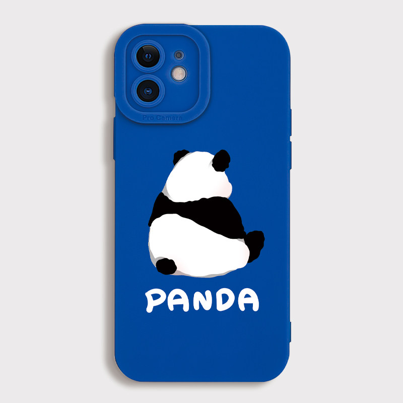 伤别离~情侣熊猫iphone13苹果14promax适用vivos12蓝色手机壳oppo