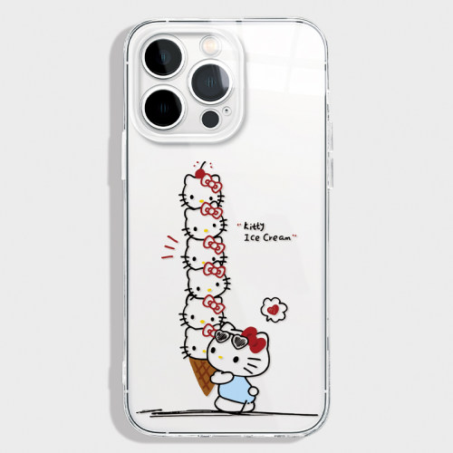 KT猫甜筒~透明iphone苹果16promax小米15华为pura80x红米K70适用nova14趣味可爱vivoX200s荣耀90一加13手机壳