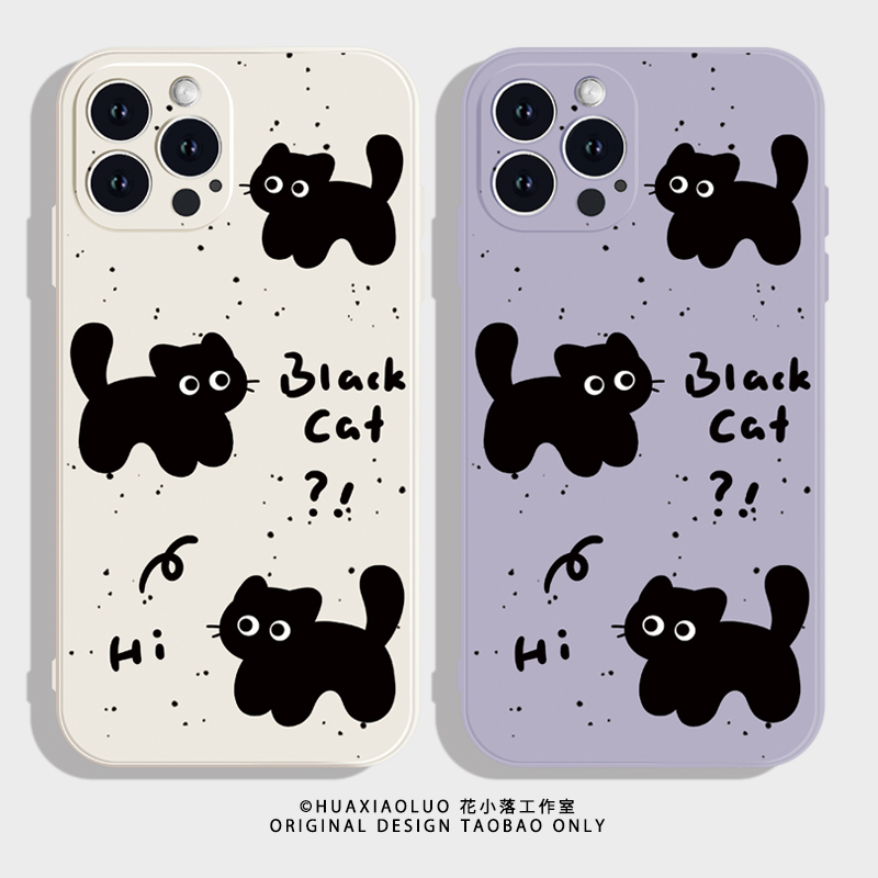 墨点猫咪~iPhone16promax苹果14小米15华为pura70pro新款p60可爱趣味红米K80适用13荣耀X50情侣手机壳vivoS20