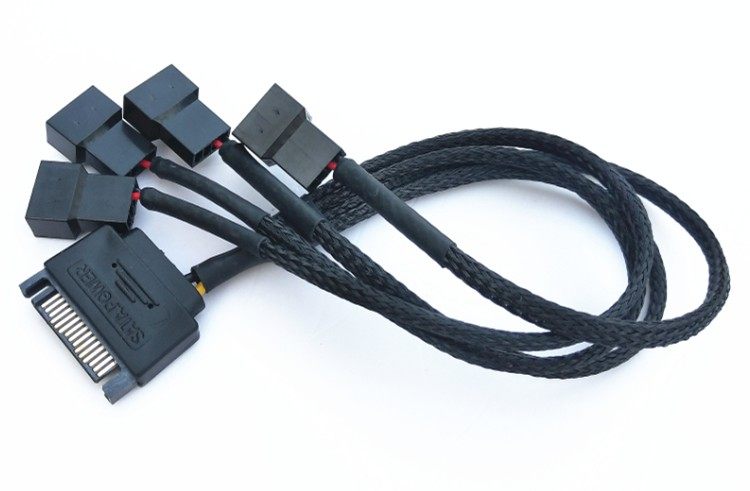 电源SATA插头转4个小4P风扇转接线 3针4针风扇接电源