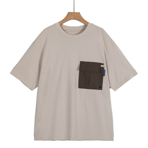 摩系列剪标男装夏季新款潮流贴布胸袋宽松短袖T恤CB01TEE041/3-8