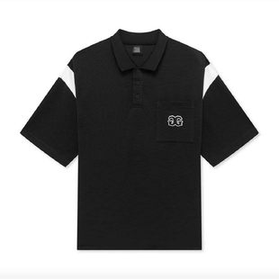 G系列剪标时尚潮流撞色Polo领拼接短袖T恤男装0392B/N--