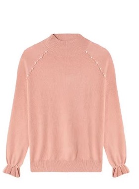 专柜价639【语】插肩袖半高领仿珍珠打底毛衣30334/乐-189