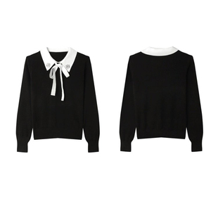 乐 专柜价719 30285 含羊毛领飘带手工钉钻钉珠针织衫 290 语