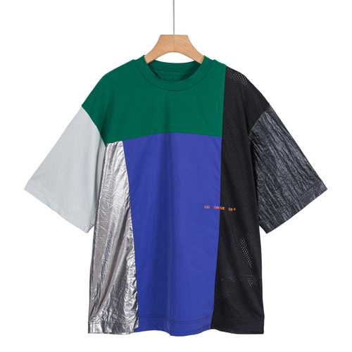 摩系列剪标男装夏季新款潮流宽松拼色短袖T恤FZ01TEE024/3-25