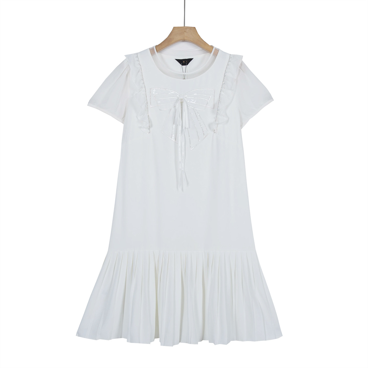专柜价1039【语】剪标女装夏季时尚亮片蝴蝶结连衣裙30798/丙-423