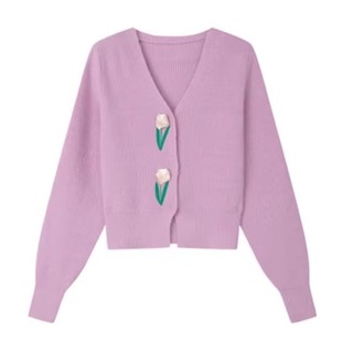 专柜价779【语】甜美保暖秋冬花朵立体装饰温柔毛衣30317/乐-214