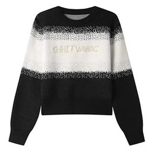 语 乐 撞色时尚 30202 322 钉珠字母毛衣减龄针织衫 专柜价859