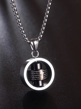 转动项链男潮小众设计嘻哈钛钢