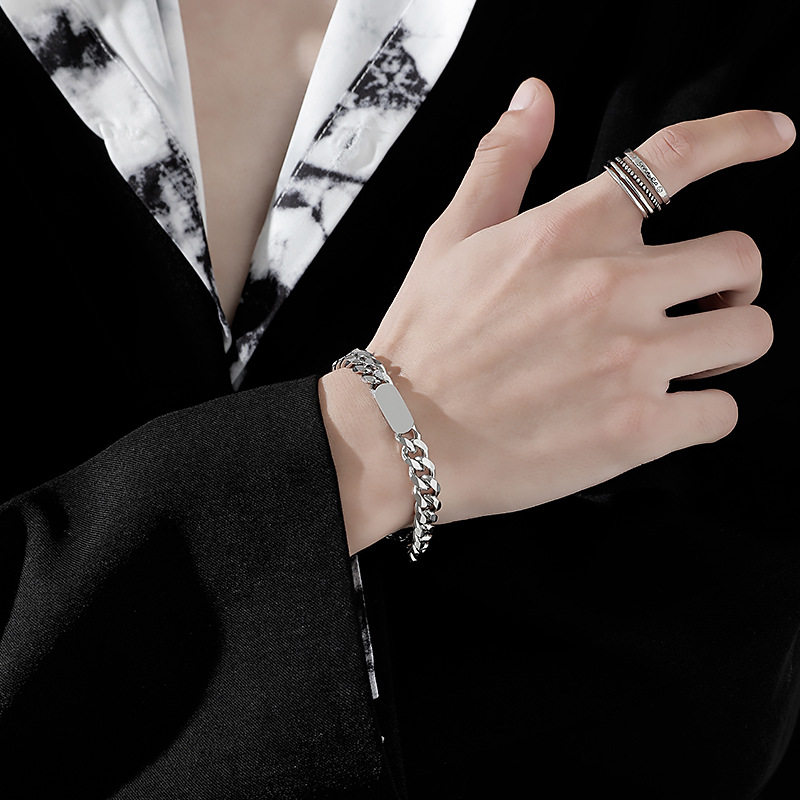 古巴手链男潮ins小众设计简单手镯男生手饰嘻哈男士配饰钛钢饰品