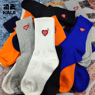 4双余文乐同款 男女中高筒小红心秋冬纯棉袜潮流情侣棉运动袜网红