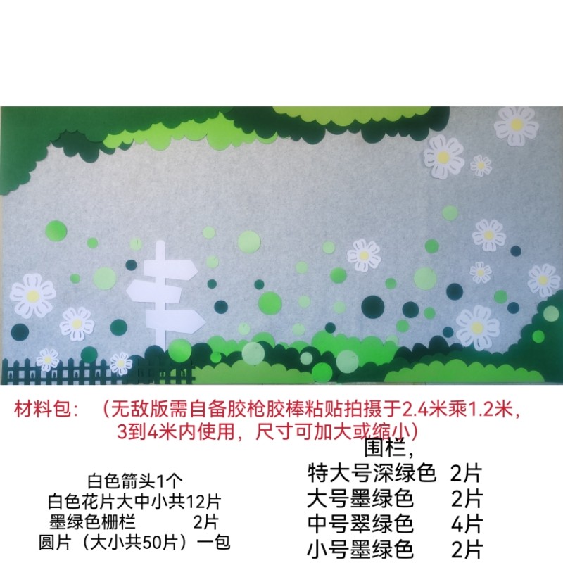 幼儿园墙面装饰班级文化布置区角环创贴画春天绿色主题黑板报布置