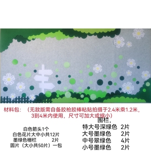 幼儿园墙面装饰班级文化布置区角环创贴画春天绿色主题黑板报布置