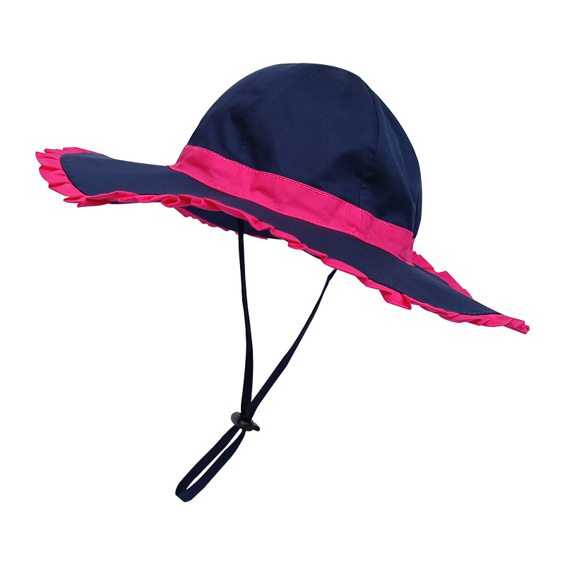 儿童遮阳帽女童大沿沙滩帽婴幼儿宝宝渔夫帽春夏季户外休闲防晒棉