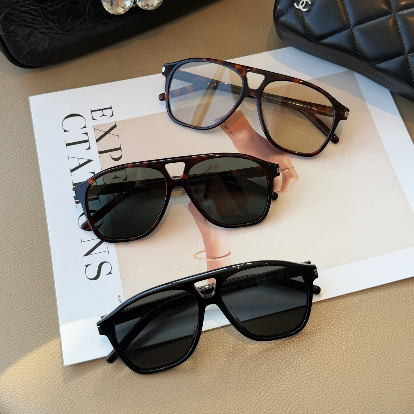 时尚走秀浅茶复古板材尼龙墨镜大框男女素颜高级感蛤蟆遮阳太阳镜