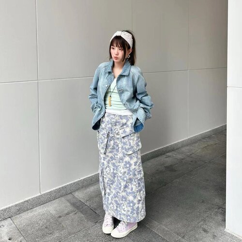 欧阳娜娜同款迷彩直筒工装半身裙