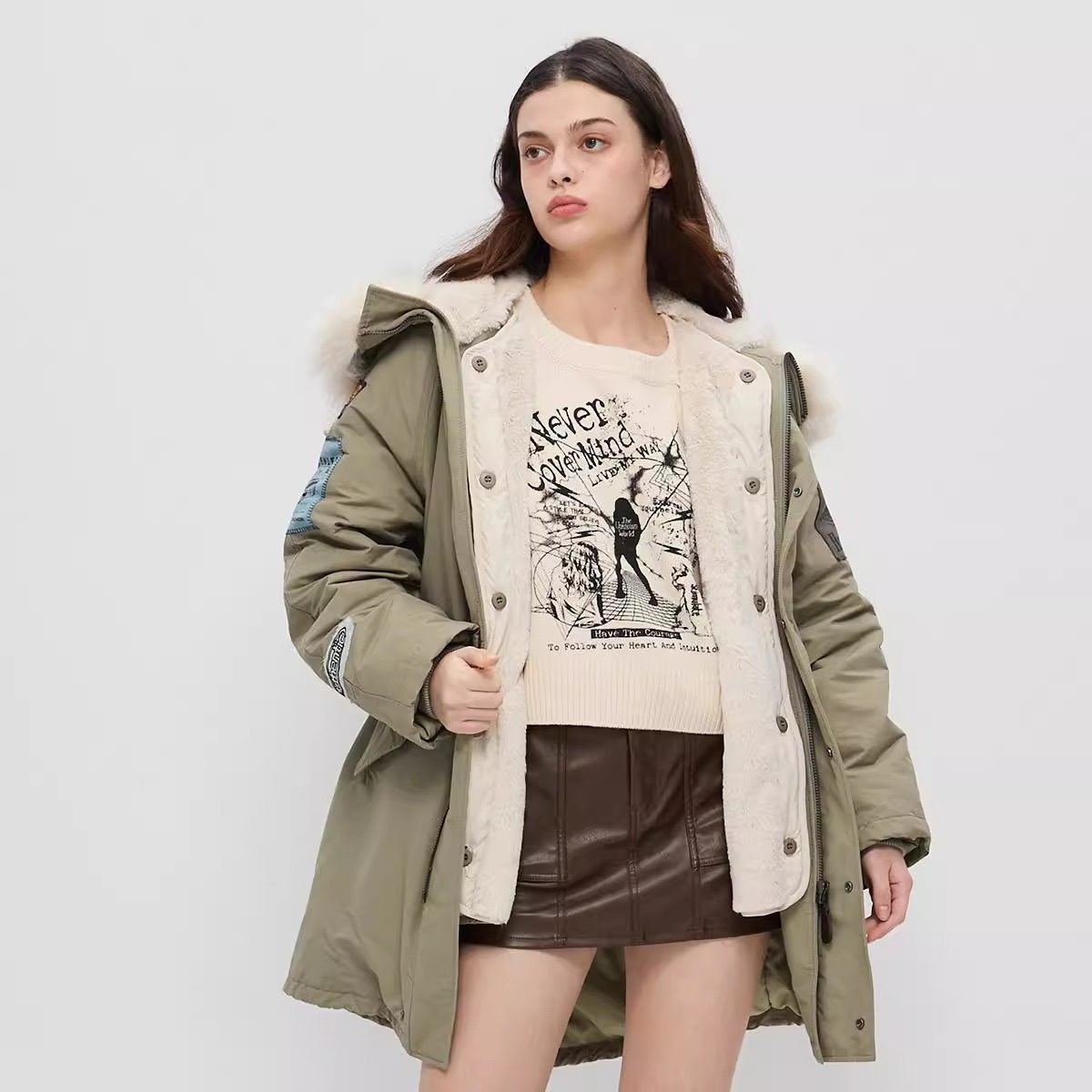 纯原M家2025年复古可拆卸贴布刺绣N3B连帽棉服棉衣028HA430-0171