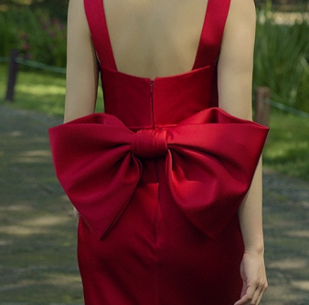 婚纱礼服配件酒红色蝴蝶结前后可用活动可拆卸可定制颜色大小