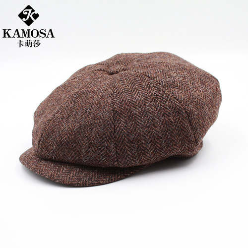 八角帽KAMOSA/卡萌莎粗花呢复古