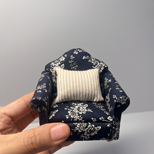 12分娃娃屋场景装饰复古木质微缩双人单人沙发玩具家具模型摆件