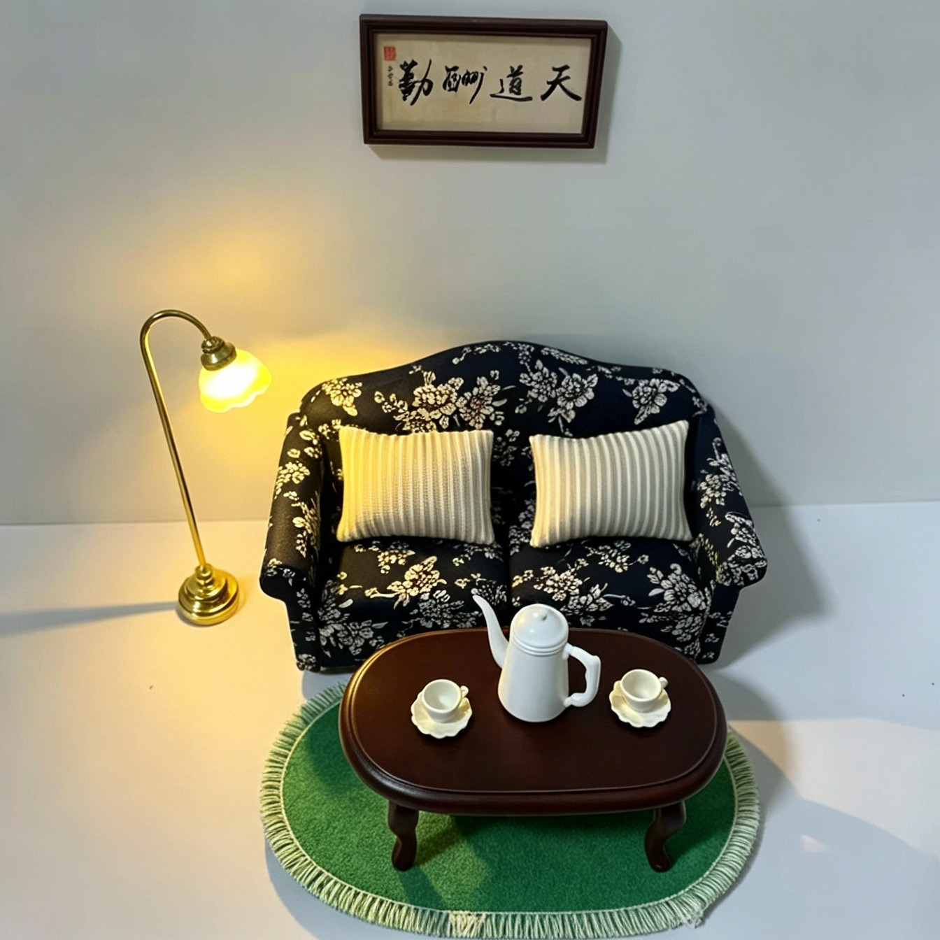 12分娃娃屋复古微缩模型励志迷你沙发茶几家具客厅场景摆件道具