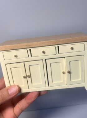 12分娃娃屋场景配件复古木质迷你桌子模型微缩玩具小摆件道具装饰