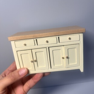 12分娃娃屋场景配件复古木质迷你桌子模型微缩玩具小摆件道具装饰