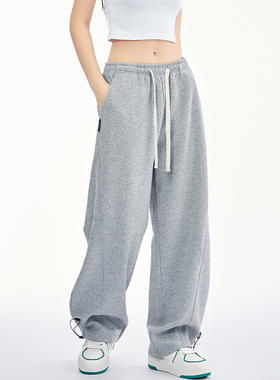 CYRM潮牌美式运动裤女秋冬2025灰色香蕉裤垂感宽松休闲爵士舞裤子