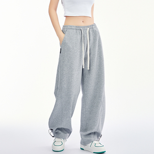 CYRM潮牌美式运动裤女秋冬2025灰色香蕉裤垂感宽松休闲爵士舞裤子
