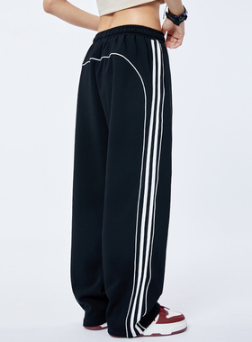 CYRM美式三杠运动裤女秋季复古嘻哈街头爵士舞宽松直筒阔腿休闲裤