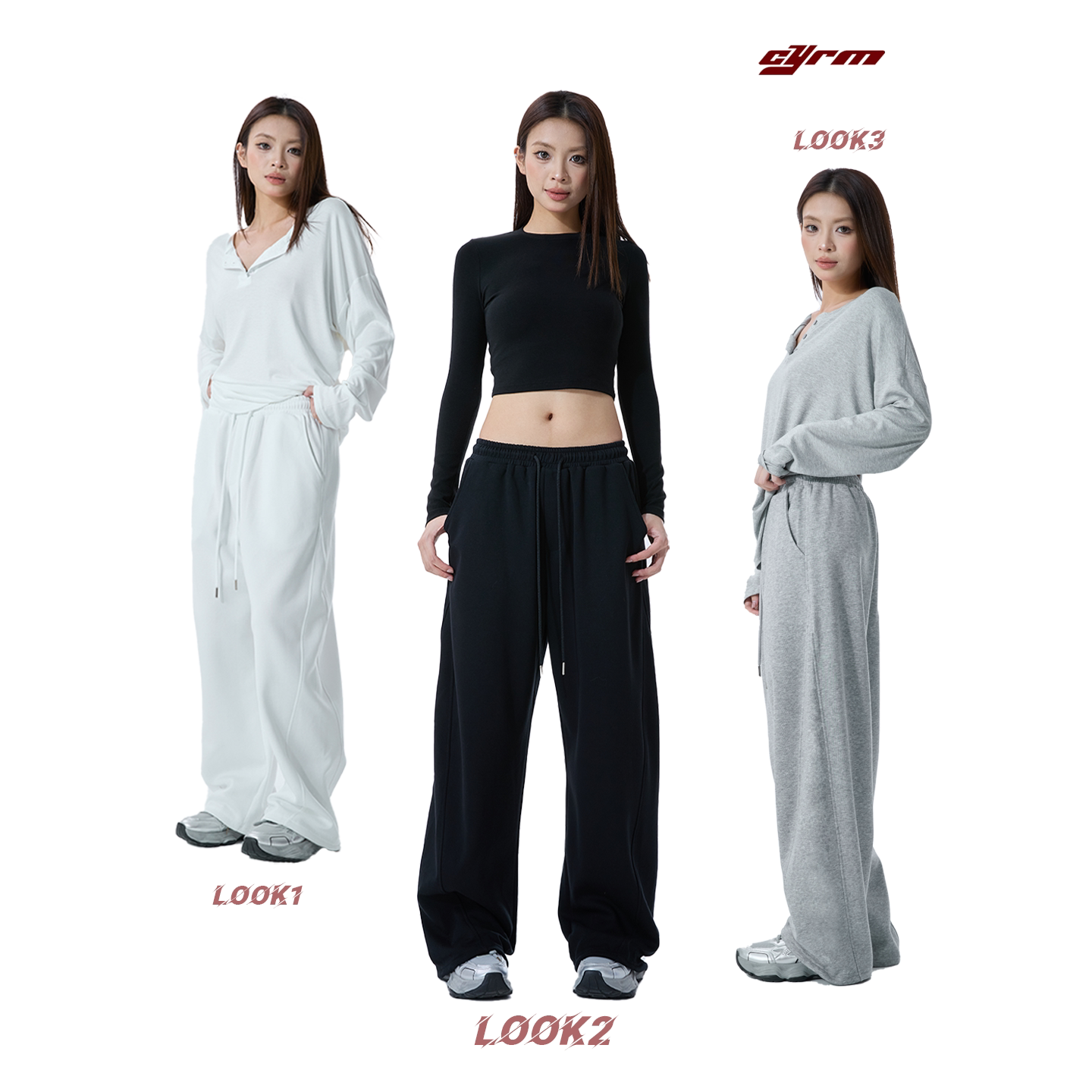 cyrm街舞潮牌弯刀香蕉裤纯色嘻哈复古秋冬爵士美式街头跳舞运动裤