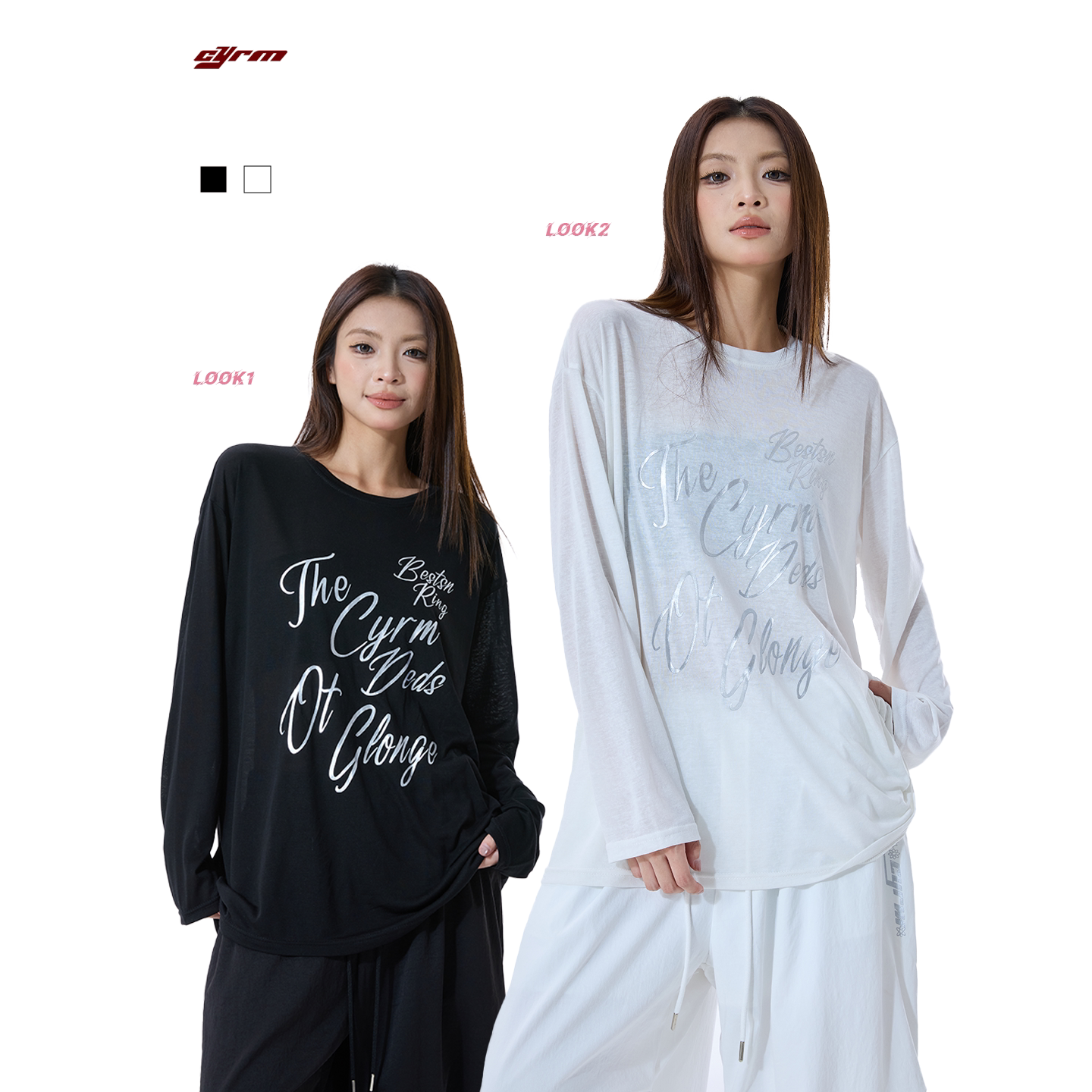 街舞嘻哈美式宽松T恤上衣女春季慵懒风kpop跳爵士舞长袖圆领罩衫