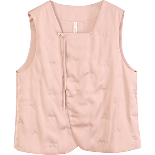 桑蚕丝羊毛新中式保暖马甲棉袄女秋冬新品优雅可外穿家居服金三塔