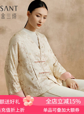 桑蚕丝上衣金三塔女提花印花