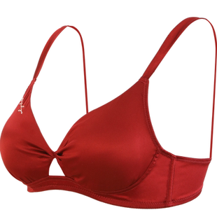 金三塔里外20姆米高弹桑蚕丝女士红色内衣无钢圈文胸内裤套本命年