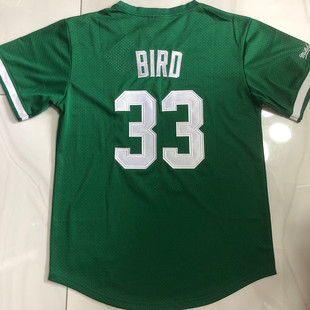 全刺绣 凯尔特人33号大鸟伯德球衣复古绿色网眼美式风篮球服短袖